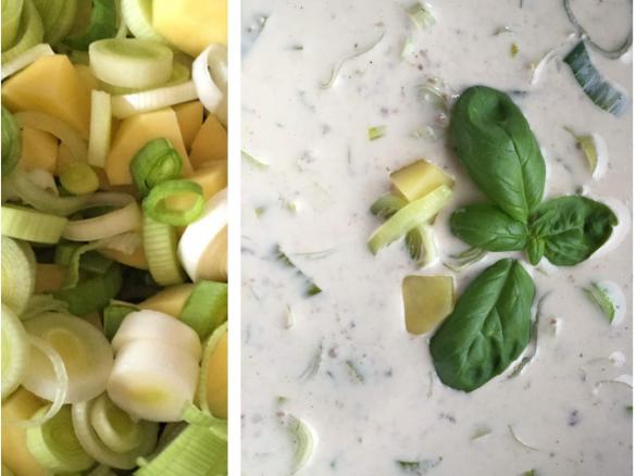 Lauchsuppe mit Kartoffel-Hackfleisch Einlage