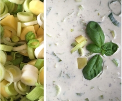 Lauchsuppe mit Kartoffel-Hackfleisch Einlage