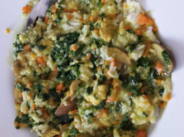 Hähnchenspinatcurry mit Basmatireis