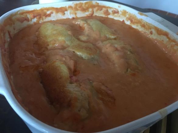 Variation Überbackener Maultaschen-Auflauf mit Tomaten