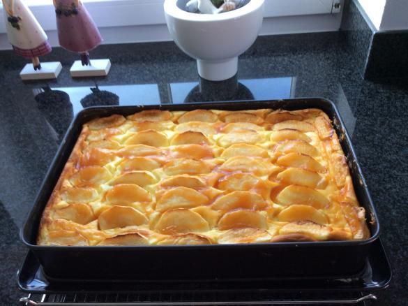 Apfel-Käsekuchen mit Hefeteig
