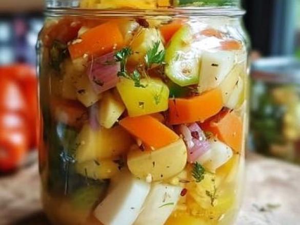 sauer eingelegtes Gemüse im Glas