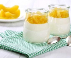 Kokos Limetten Panna Cotta mit Mango-Topping