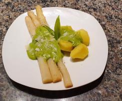 Leichte Bärlauch Hollandaise mit Spargel und Kartoffeln
