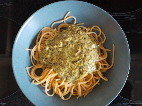 Spaghetti mit Spinat - Knoblauchsosse