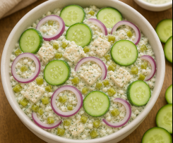 Sättigender Hähnchen-Gurken-Salat mit Frischkäse und Joghurt