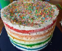Regenbogentorte - Naked Cake