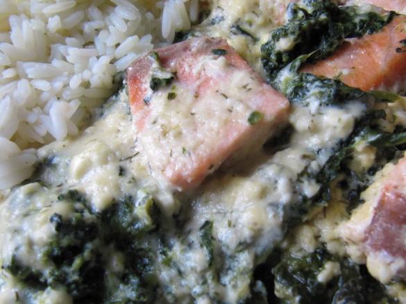 Lachs und Spinat, überbacken