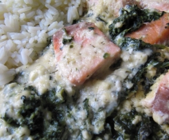 Lachs und Spinat, überbacken