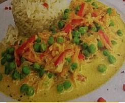 Reis-Gemüse-Pfanne mit Frischkäse