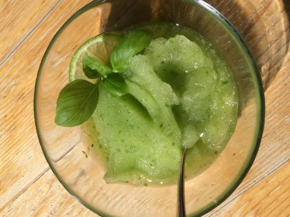 30 Sekunden Basilikum Granita (Sorbet ohne Ei)