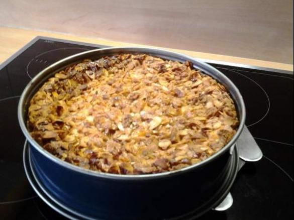 Käsekuchen mit knusprigem Mandelkrokant 