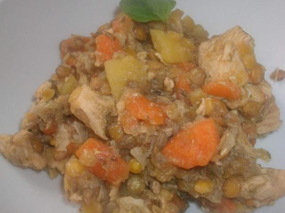 "Singelrezept"Linsen-Puten-Gulasch