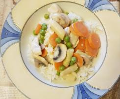 Hühnerfrikassee mit Reis