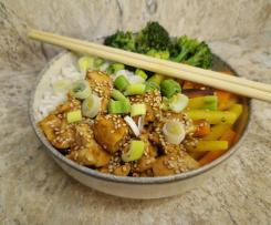 Hähnchen mit Soja-Sesam-Honig Sauce