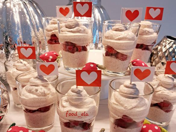 Quark - Dessert mit Kaffee, Zartbitter - Schokolade und Himbeeren