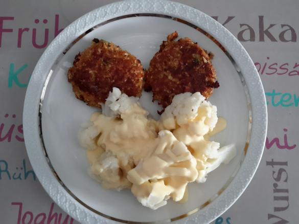Blumenkohl Taler mit Haferflocken