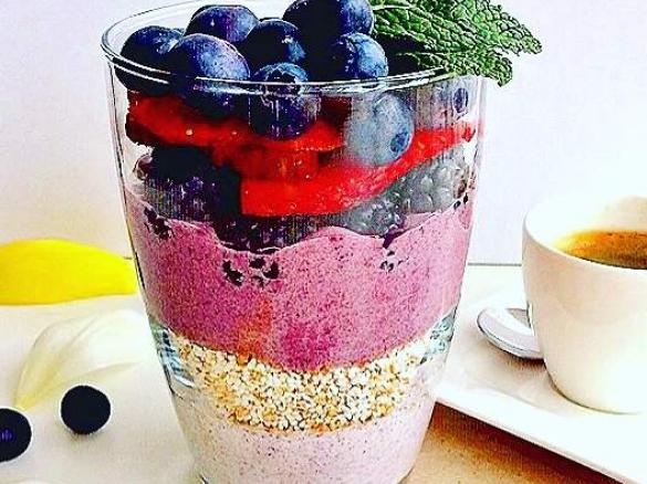 Fitness-Amaranth-Waldbeeren-Quark glutenfrei proteinreich low carb 