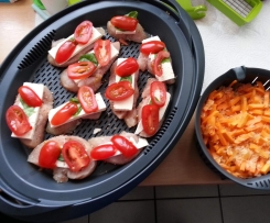 Puten-Minutensteaks mit Feta und Möhren reis