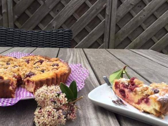 "Grießbreikuchen-Kirschtraum" Mit Knusper-Streußeln (Saisonale Variation mit Rhabarber oder Zwetschgen)