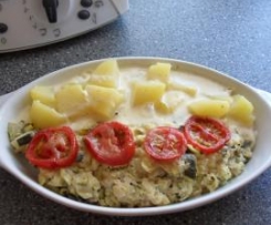 Pangasius mit Zucchini-Tomaten-Käse-Haube 