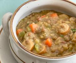 Linseneintopf mit viel Gemüse