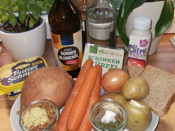 Rauchige Süßkartoffelsuppe mit Croûtons