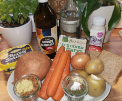 Rauchige Süßkartoffelsuppe mit Croûtons