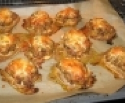 Variation Überbackene Brötchen mit Hackfleisch und Paprika