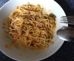 Spaghetti mit Zuccini-Schinken-Soße