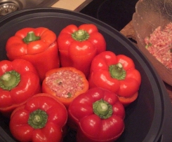 Gefüllte Paprika, mit Tomatensauce