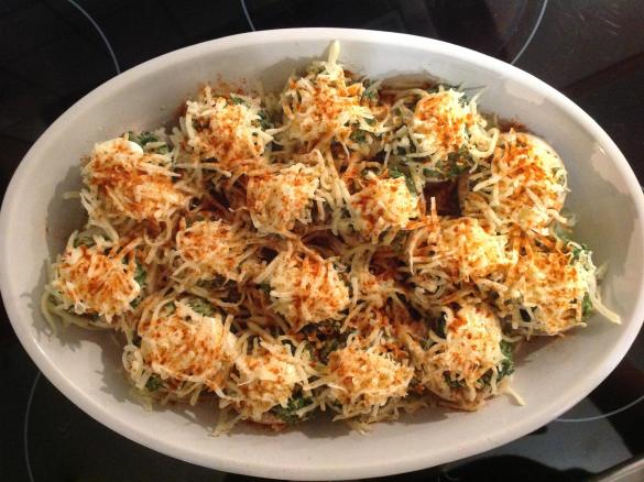 Gefüllte Champignons mit Spinat