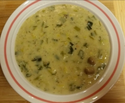 Käse-Lauch-Suppe mit Champignons und Grünkern
