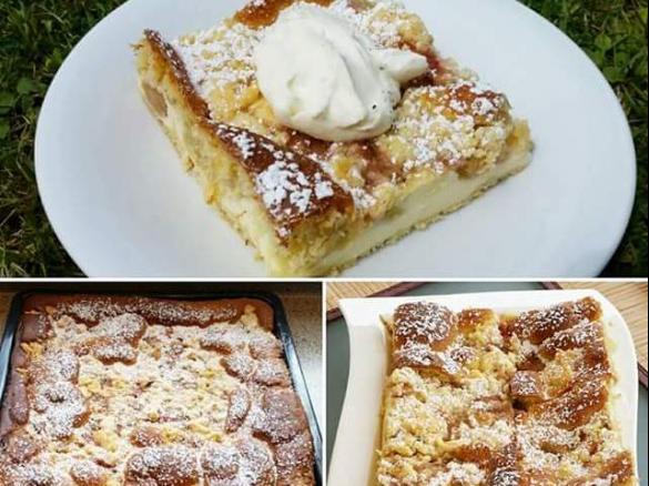 Rhabarber-Blechkuchen mit Streuseln