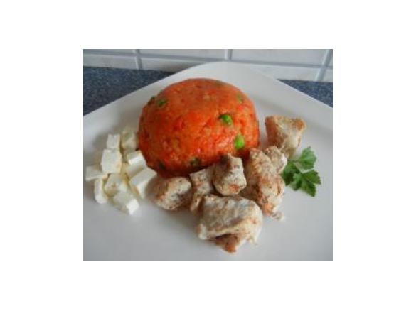 Hähnchen an Tomatenreis mit Hirtenkäse