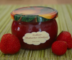 Erdbeer-Rhabarber-Himbeer-Konfitüre mit Vanille und Pernod