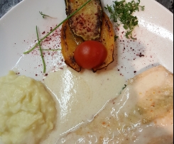 Gerrys Saiblingsfilet und Kartoffelpüree - beides mit feiner Kokosmilch