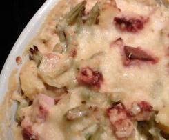 Bohnenauflauf mit Fleischkäse