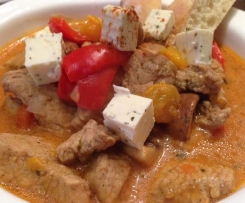 Gyrossuppe mit Kräuterschafskäse WeightWatchers