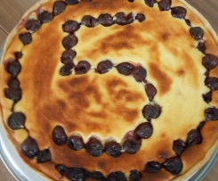 Blitz Käsekuchen mit Kirschen - bodenlos - wenig Zucker + Stevia