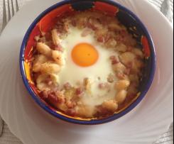 Weiße Riesenbohnen mit Ei