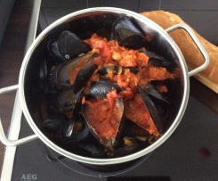 Miesmuscheln mit Tomatensoße fettarm