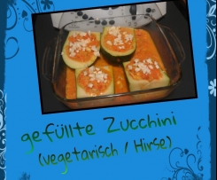 Variation von Zucchinischiffchen mit Bulgur / vegetarisch gefüllte Zucchini - Hirsecurry