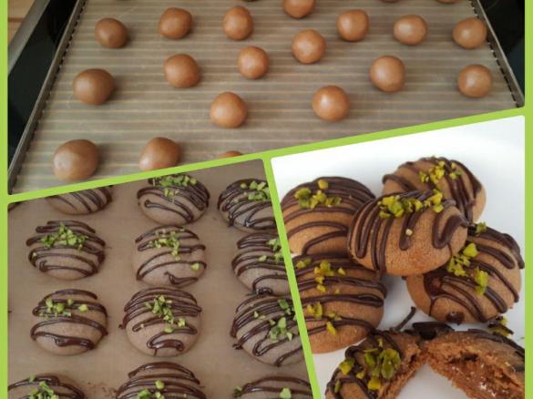 Nougat-Gewürz Kugeln mit flüssigem Kern