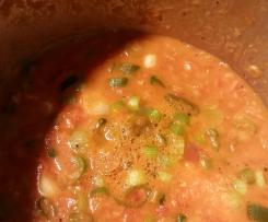 Rote Linsen-Frühlingszwiebeln mit Pasta