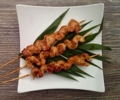 Saté Spießchen mit Erdnuss-Joghurt-Sauce (fettarm - Low carb)