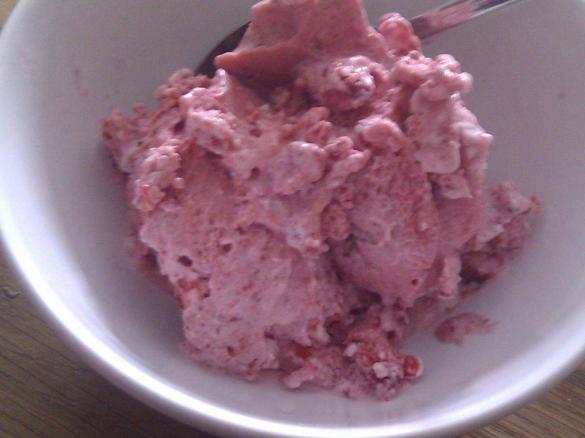 Erdbeereis aus Joghurt und Stevia