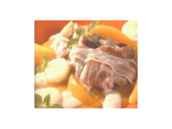 Kalbsmedaillons mit Bananencreme und Mango-Chutney