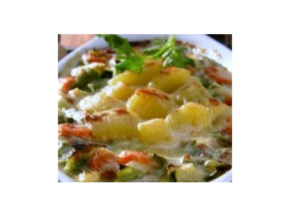 Gemüseauflauf mit Kartoffeln und Parmesan überbacken. Rezept des Tages 14.04.13
