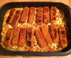 Spaghetti Fischstäbchen Auflauf